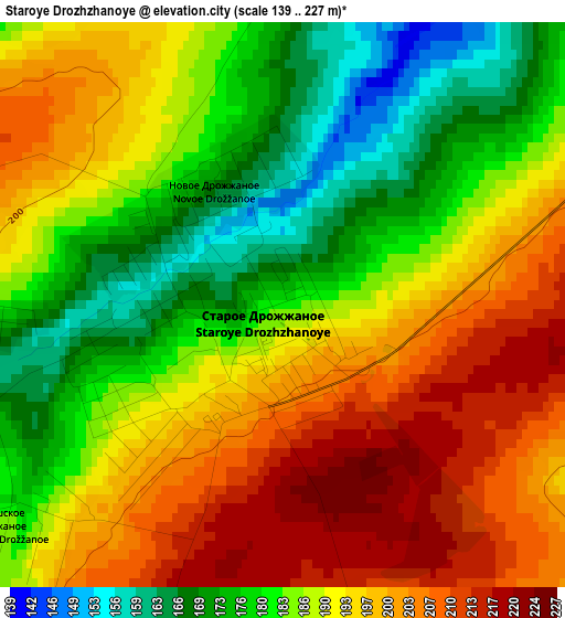 Staroye Drozhzhanoye elevation map