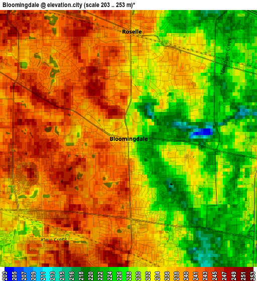 Bloomingdale elevation map