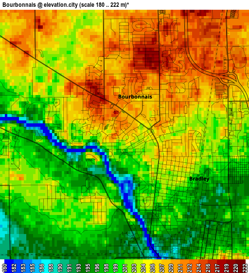 Bourbonnais elevation map