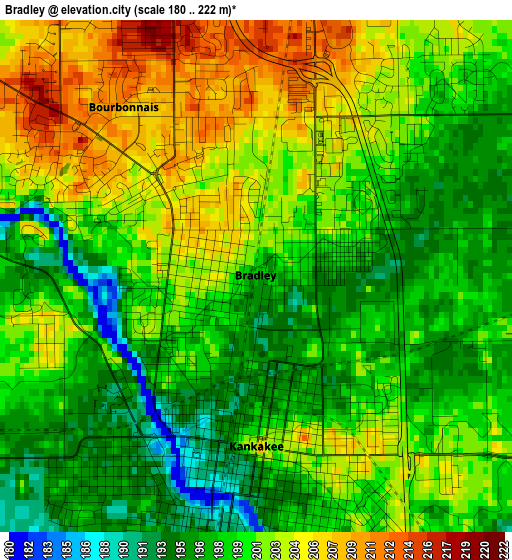 Bradley elevation map