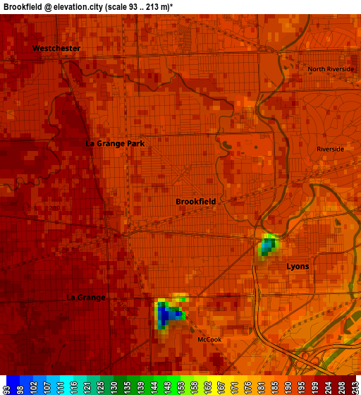 Brookfield elevation map