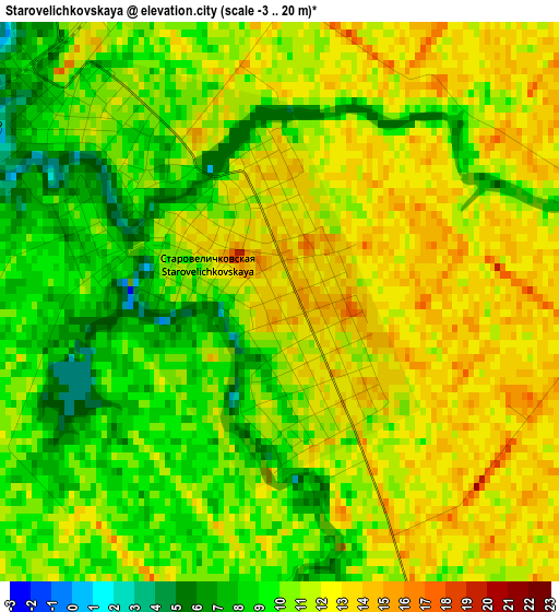 Starovelichkovskaya elevation map