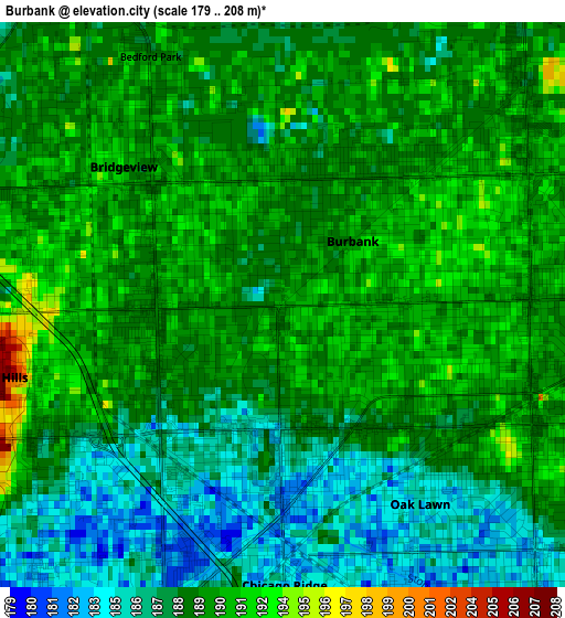 Burbank elevation map