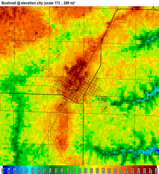 Bushnell elevation map