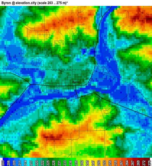 Byron elevation map