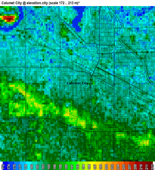 Calumet City elevation map