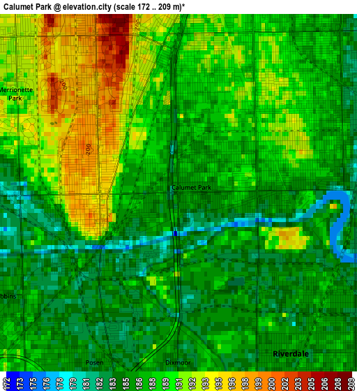 Calumet Park elevation map