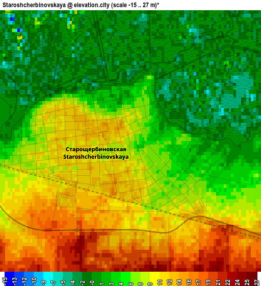 Staroshcherbinovskaya elevation map