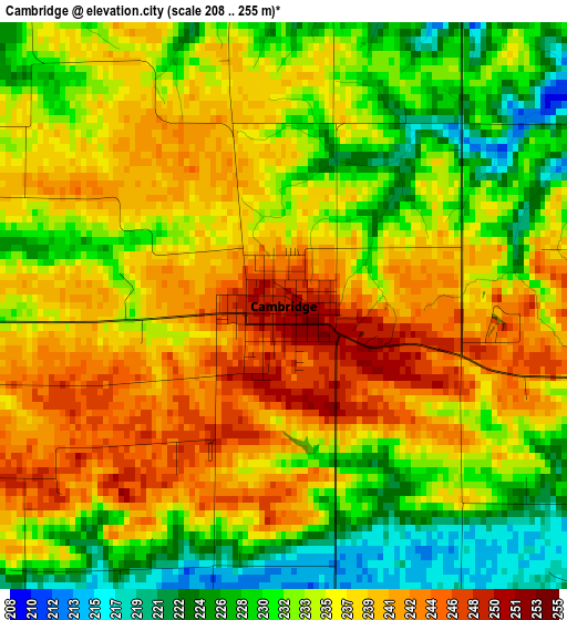 Cambridge elevation map