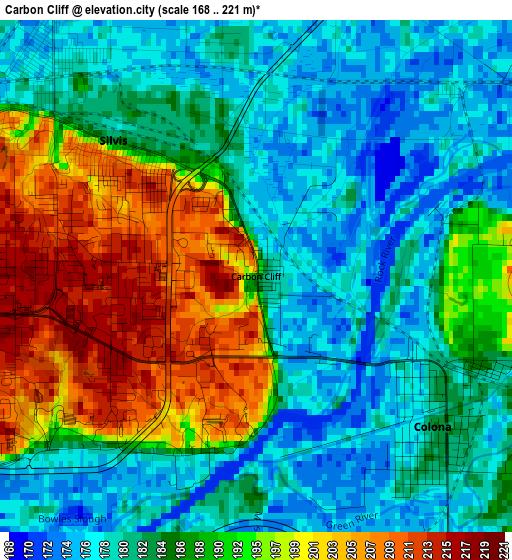 Carbon Cliff elevation map