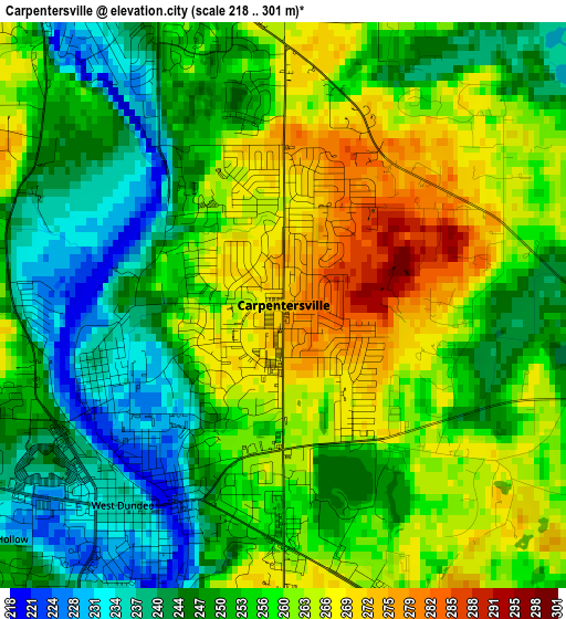 Carpentersville elevation map