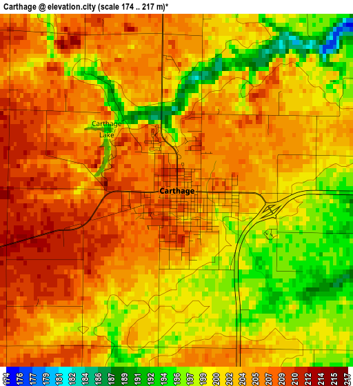 Carthage elevation map