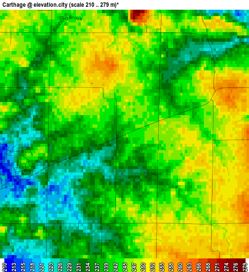 Carthage elevation map