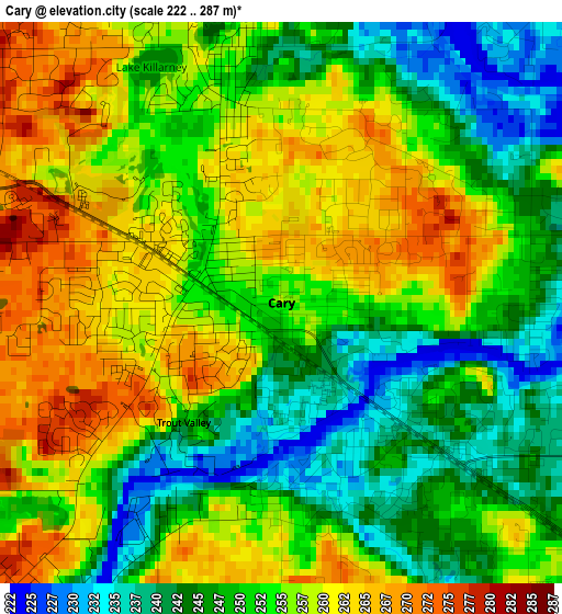 Cary elevation map