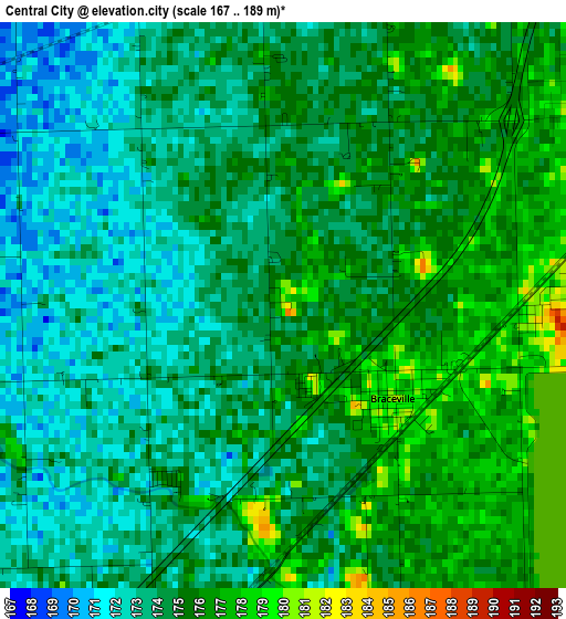 Central City elevation map