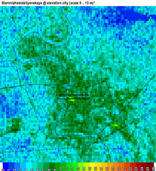 Staronizhestebliyevskaya elevation map