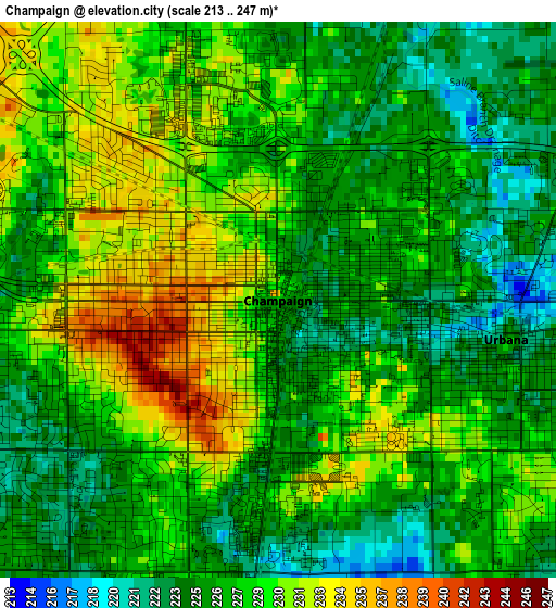 Champaign elevation map