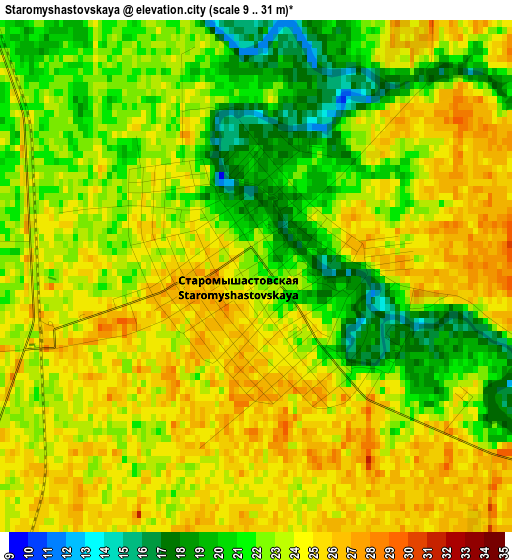 Staromyshastovskaya elevation map