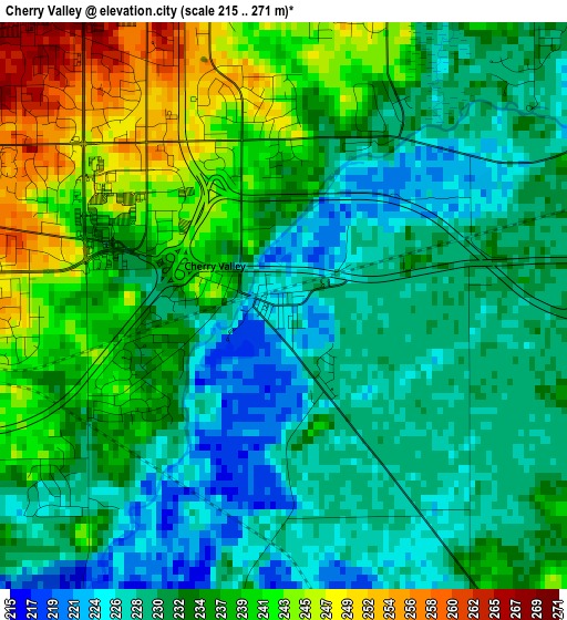 Cherry Valley elevation map