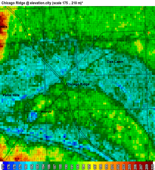 Chicago Ridge elevation map