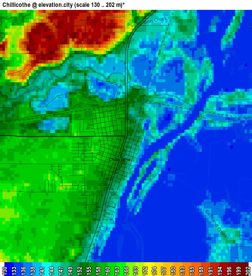 Chillicothe elevation map