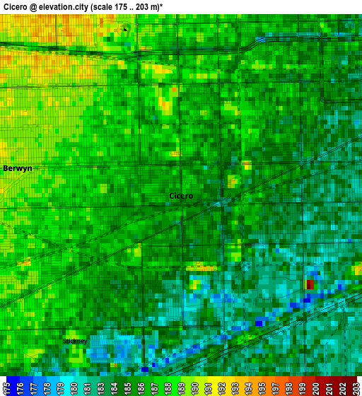 Cicero elevation map