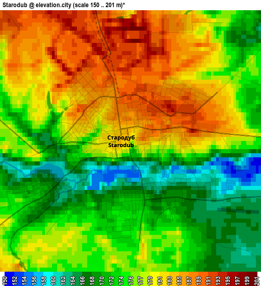 Starodub elevation map