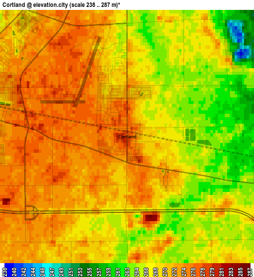 Cortland elevation map