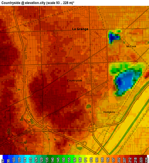 Countryside elevation map