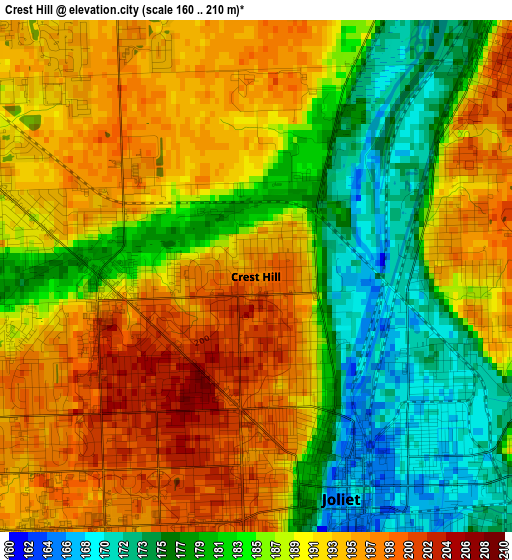 Crest Hill elevation map