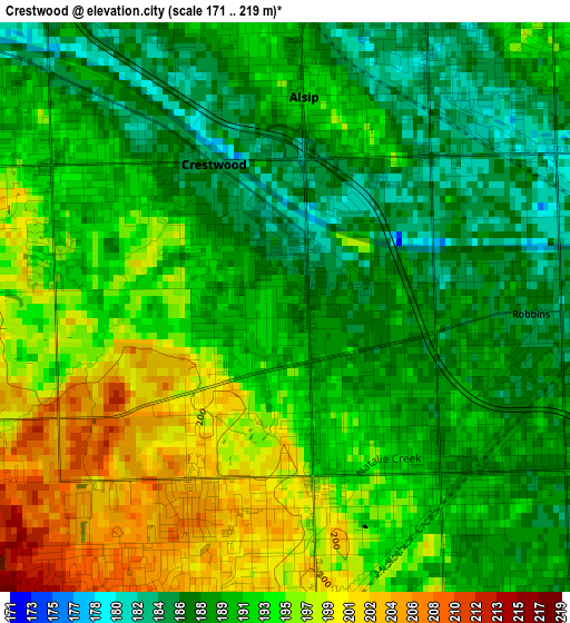 Crestwood elevation map