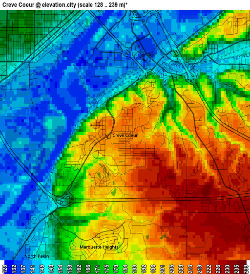 Creve Coeur elevation map