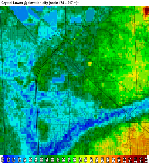 Crystal Lawns elevation map