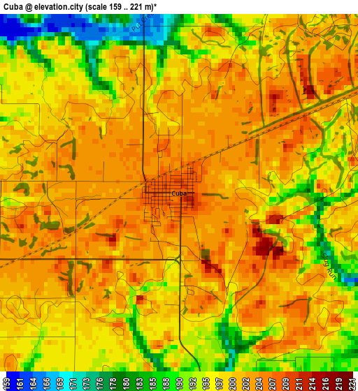 Cuba elevation map