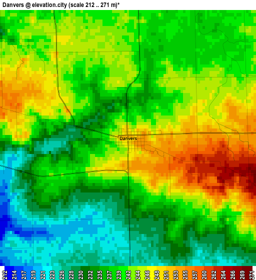 Danvers elevation map