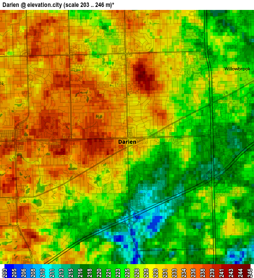 Darien elevation map