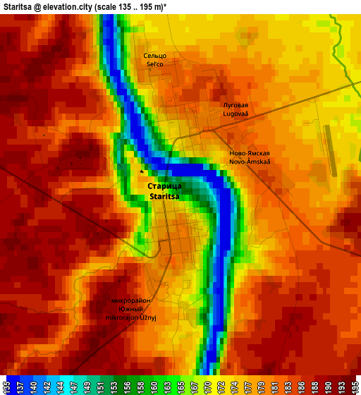 Staritsa elevation map