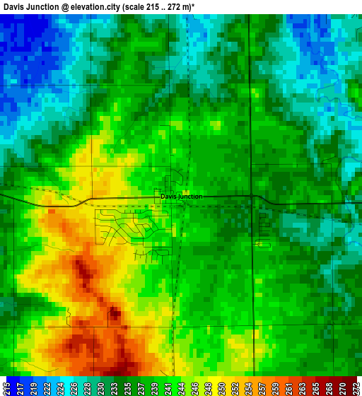 Davis Junction elevation map