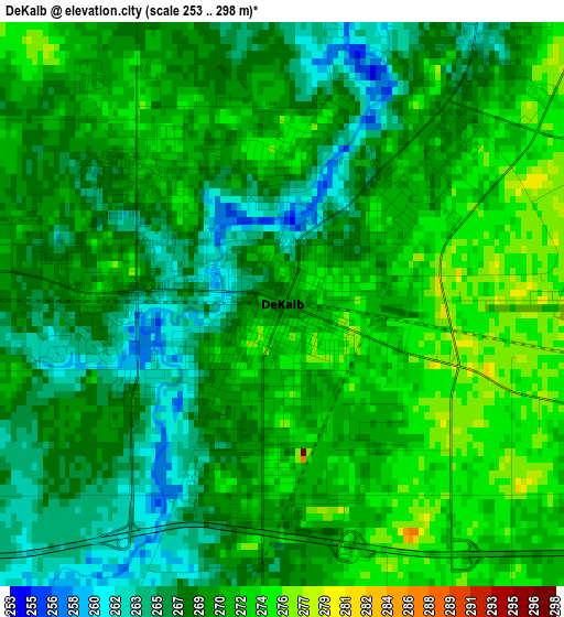 DeKalb elevation map