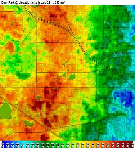 Deer Park elevation map