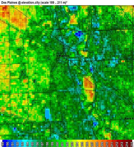 Des Plaines elevation map