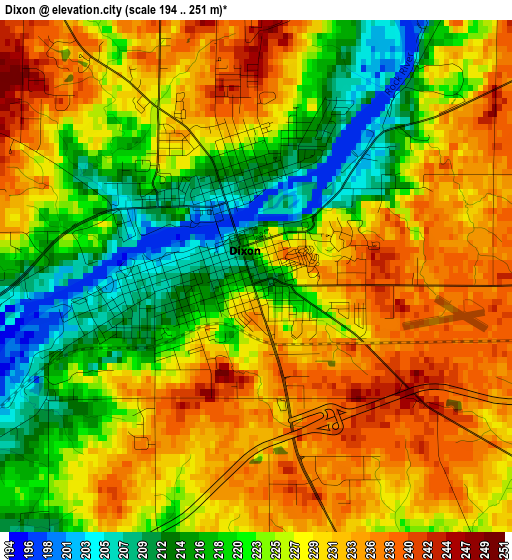 Dixon elevation map