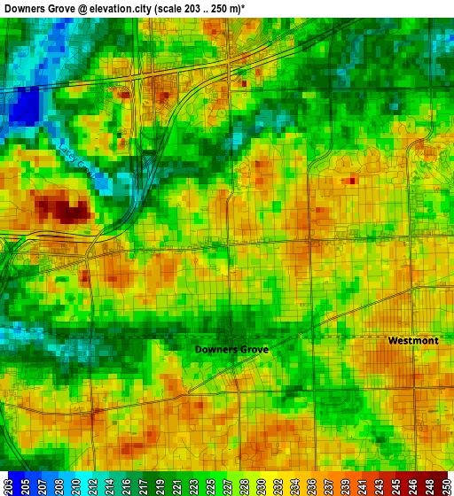 Downers Grove elevation map