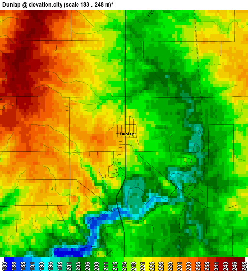 Dunlap elevation map