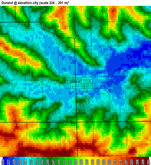 Durand elevation map