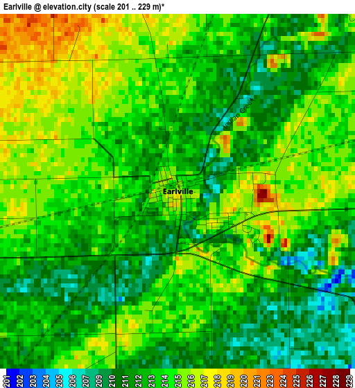 Earlville elevation map