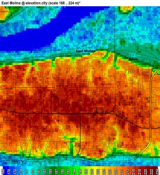 East Moline elevation map