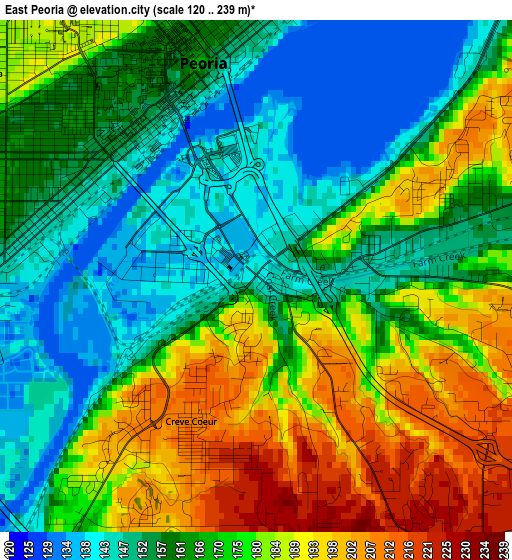 East Peoria elevation map