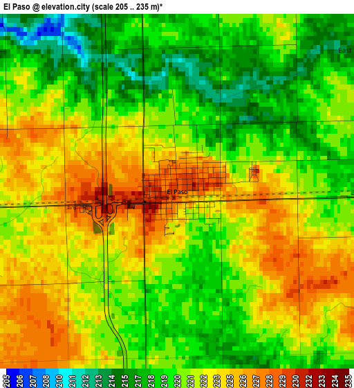 El Paso elevation map