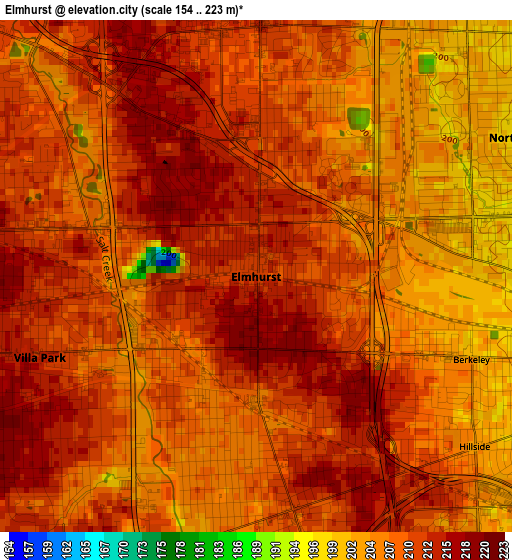 Elmhurst elevation map